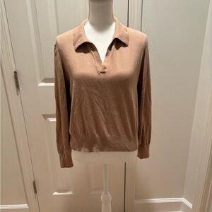 Calvin Klein Beige Knit Polo Sweater